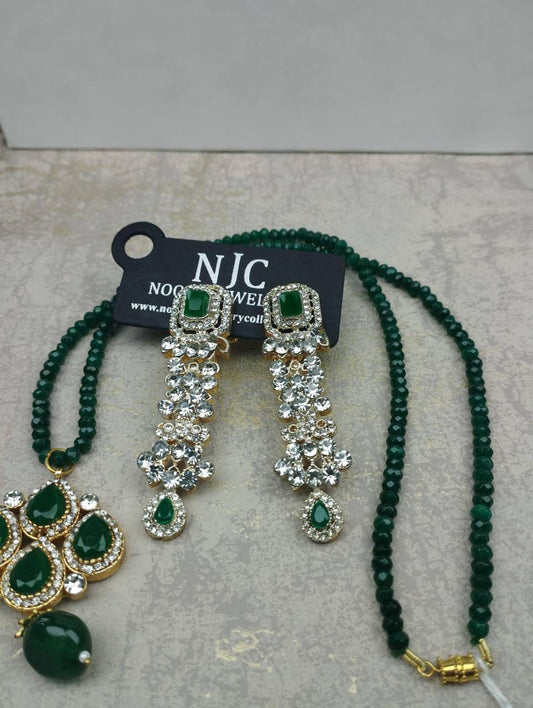 Real Jade Gold Plated Set in Green