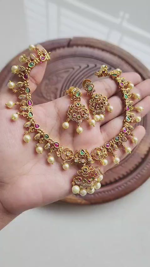 Premium quality south indian judao diamond necklace set