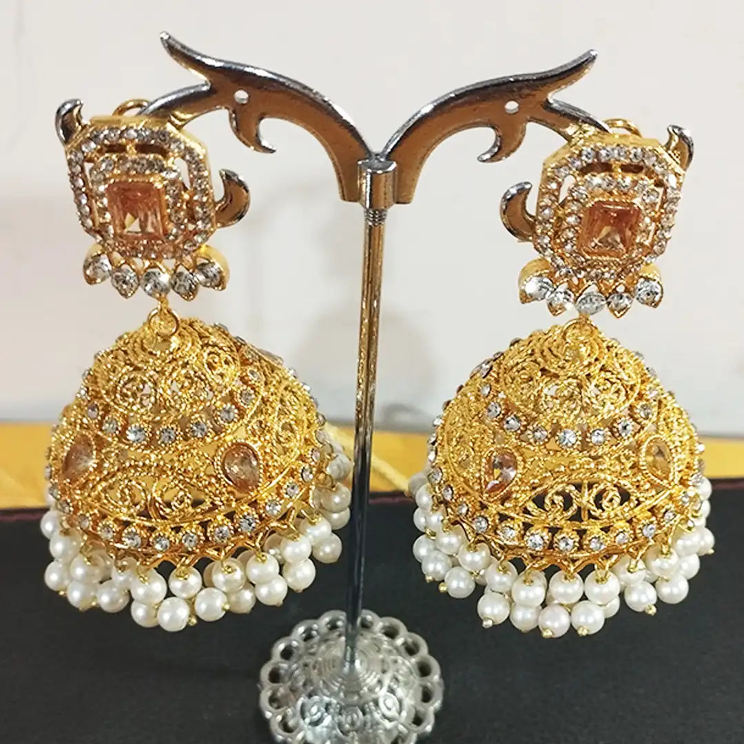 Buy Rhinestone Decor Drop Jhumka Earrings - IBucket - Online Shopping In  Pakistan