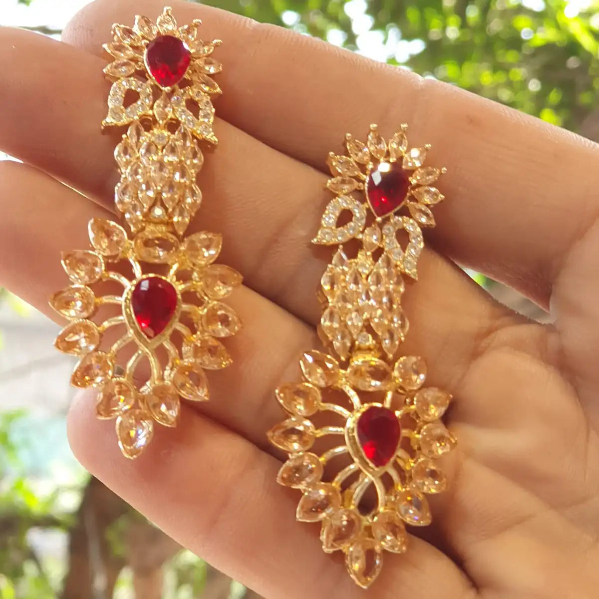 american diamond stud earrings price njc-047 red