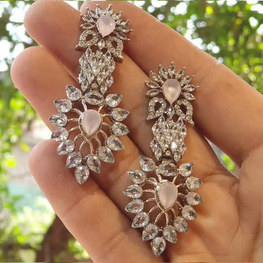 american diamond stud earrings price njc-048 pink
