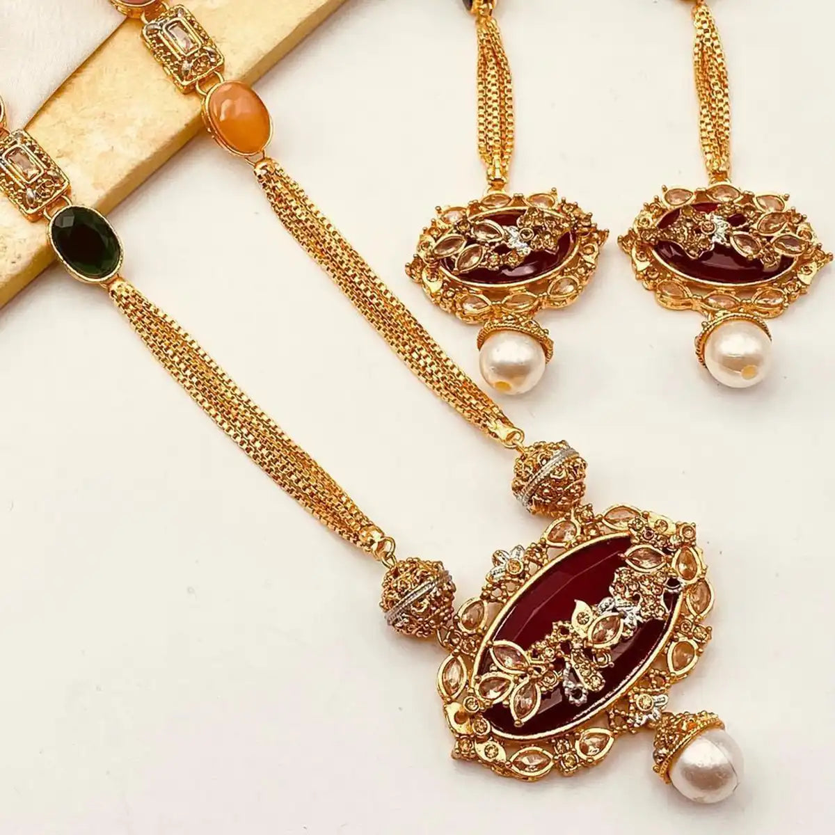 best designer jewellery in Pakistan njc-008 maroon