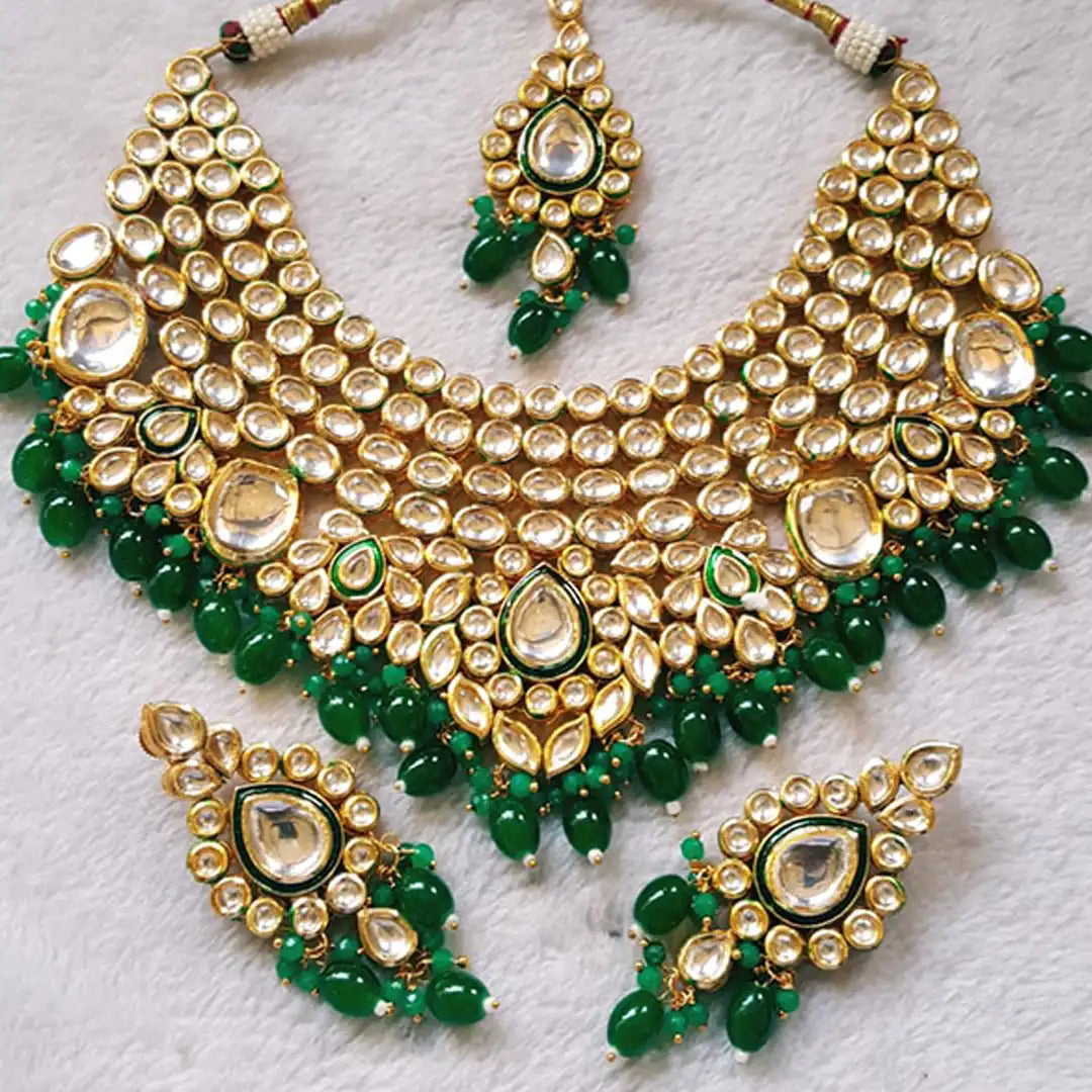 bridal Kundan set NJC-014 green 20000