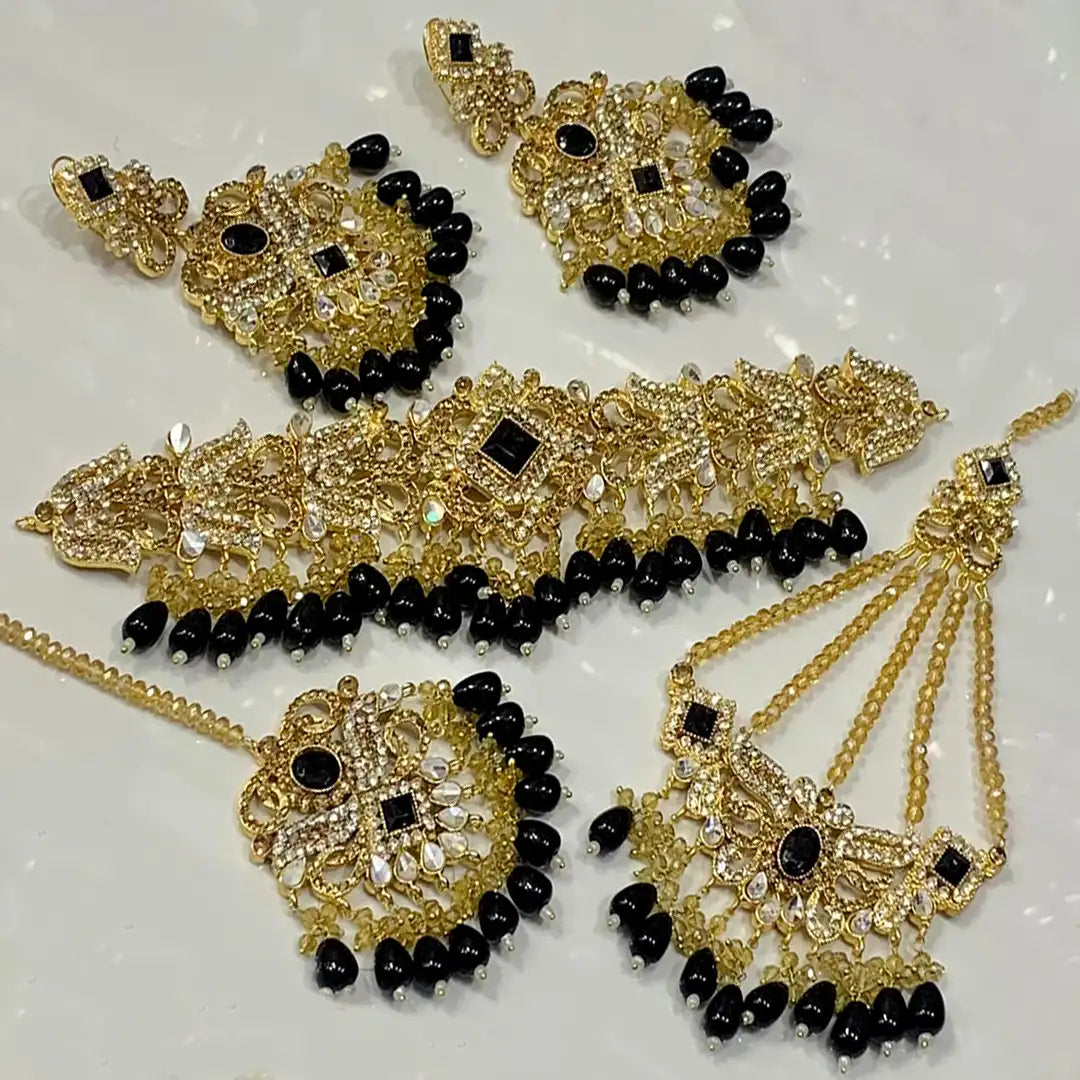 bridal artificial jewellery sets with price in pakistan NJC-006 black