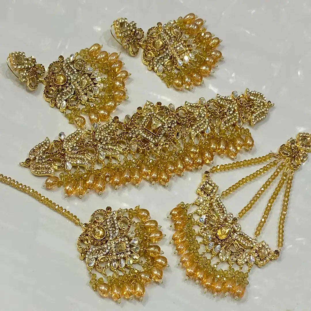 bridal artificial jewellery sets with price in pakistan NJC-006 golden