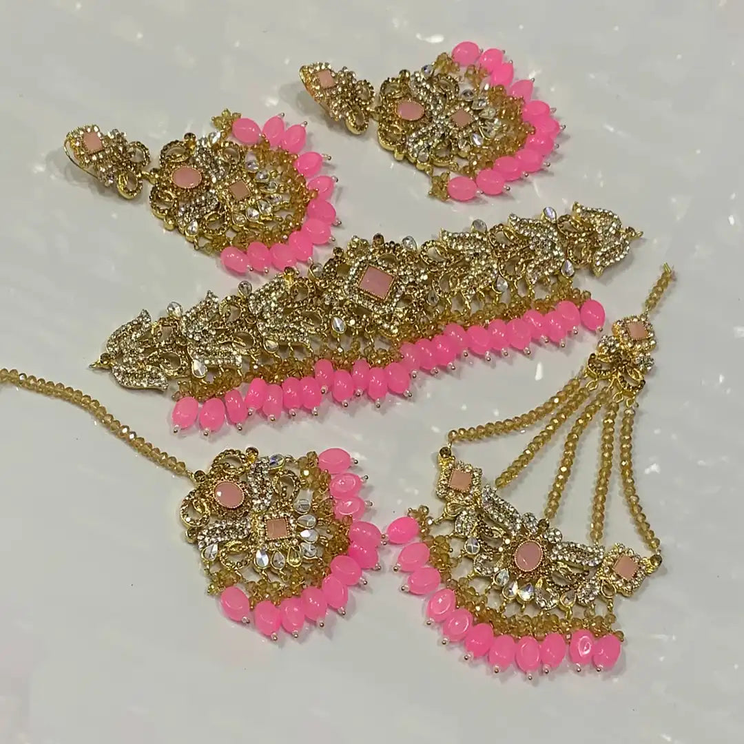 bridal artificial jewellery sets with price in pakistan NJC-006 pink