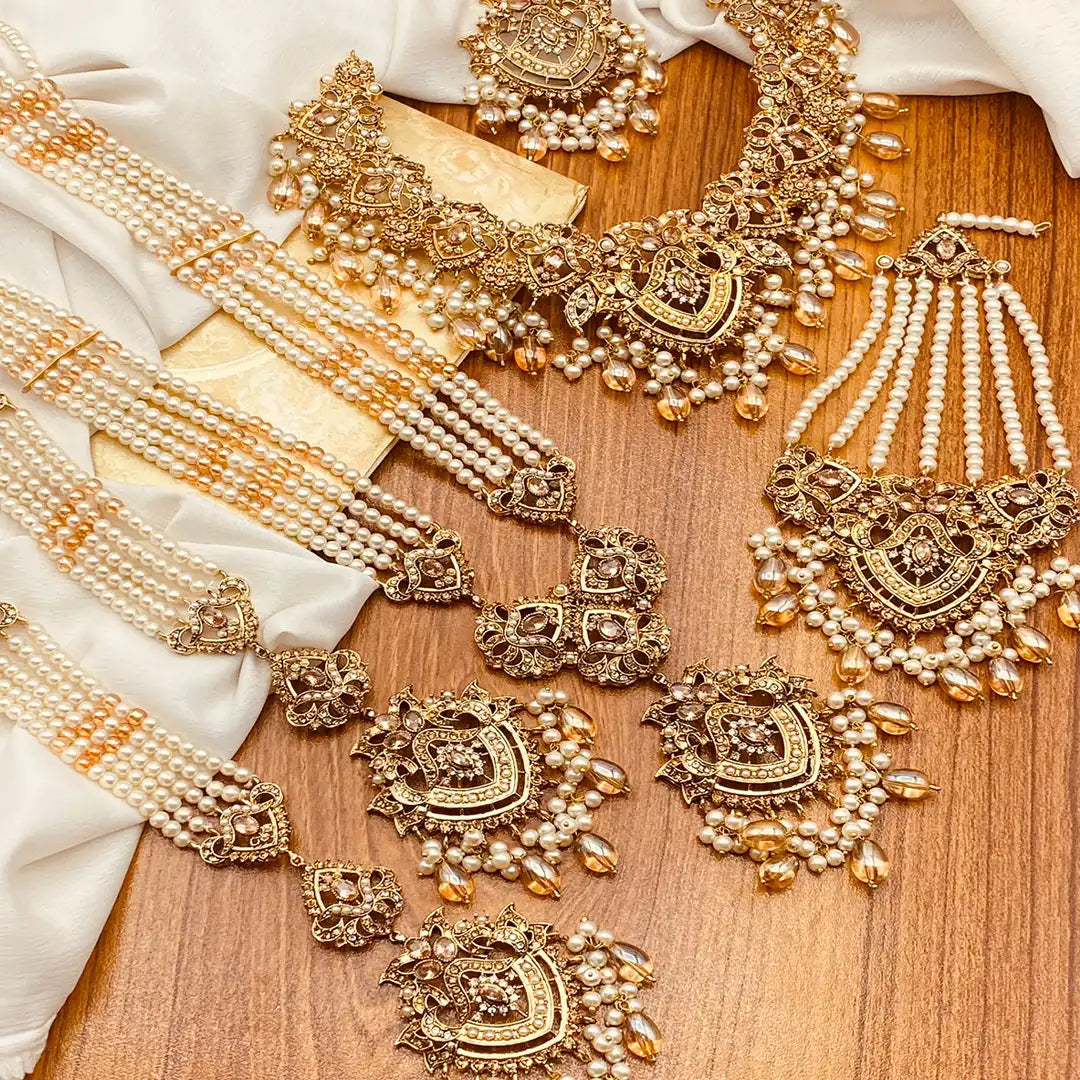 bridal mala necklace set NJC-004 golden