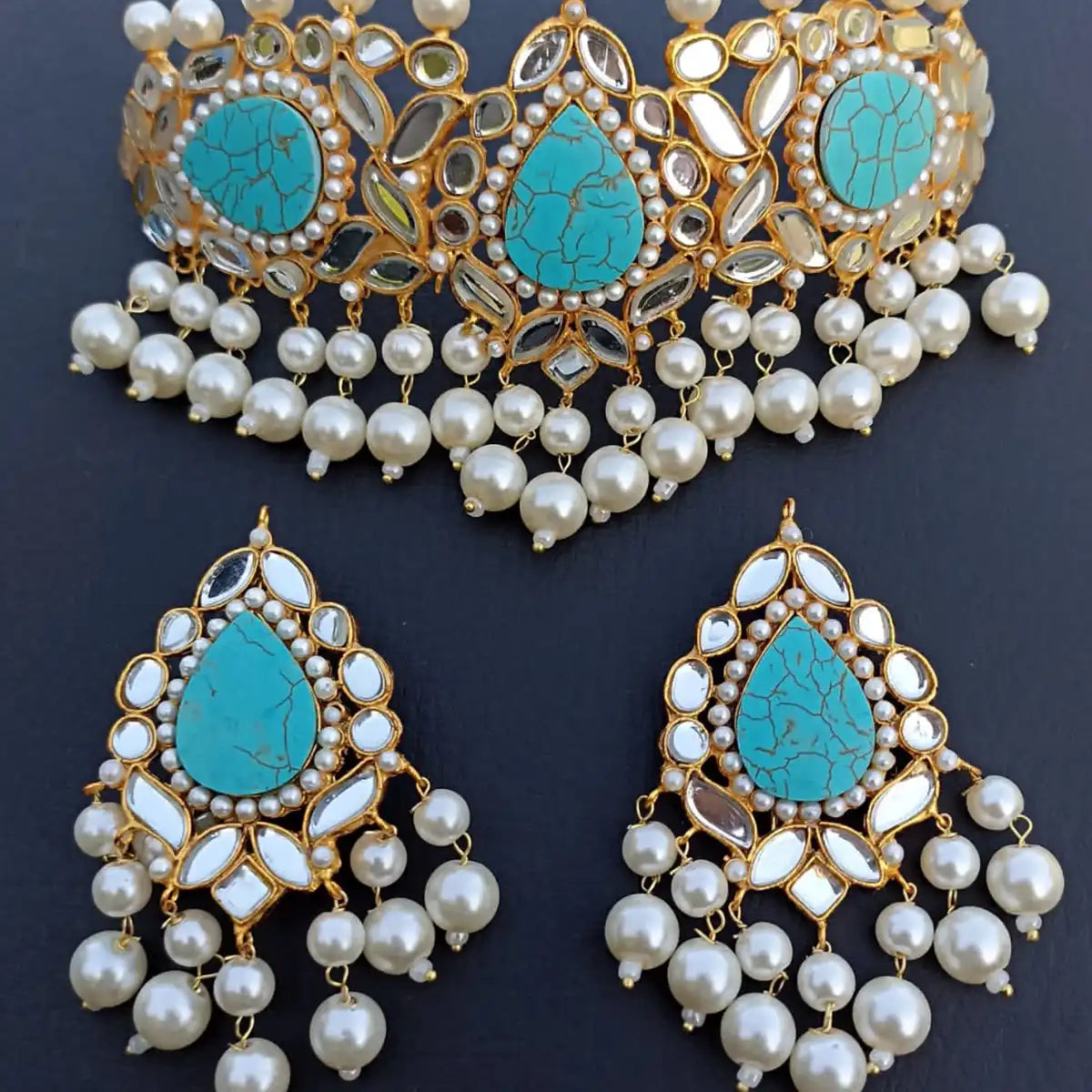 choker set jewellery necklace njc-014 turquoise