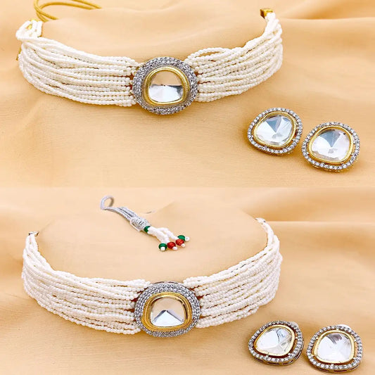 choker set necklace design with price in Pakistan njc-020 white