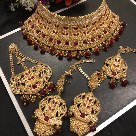 collor set jewellery price in pakistan NJC-001 red