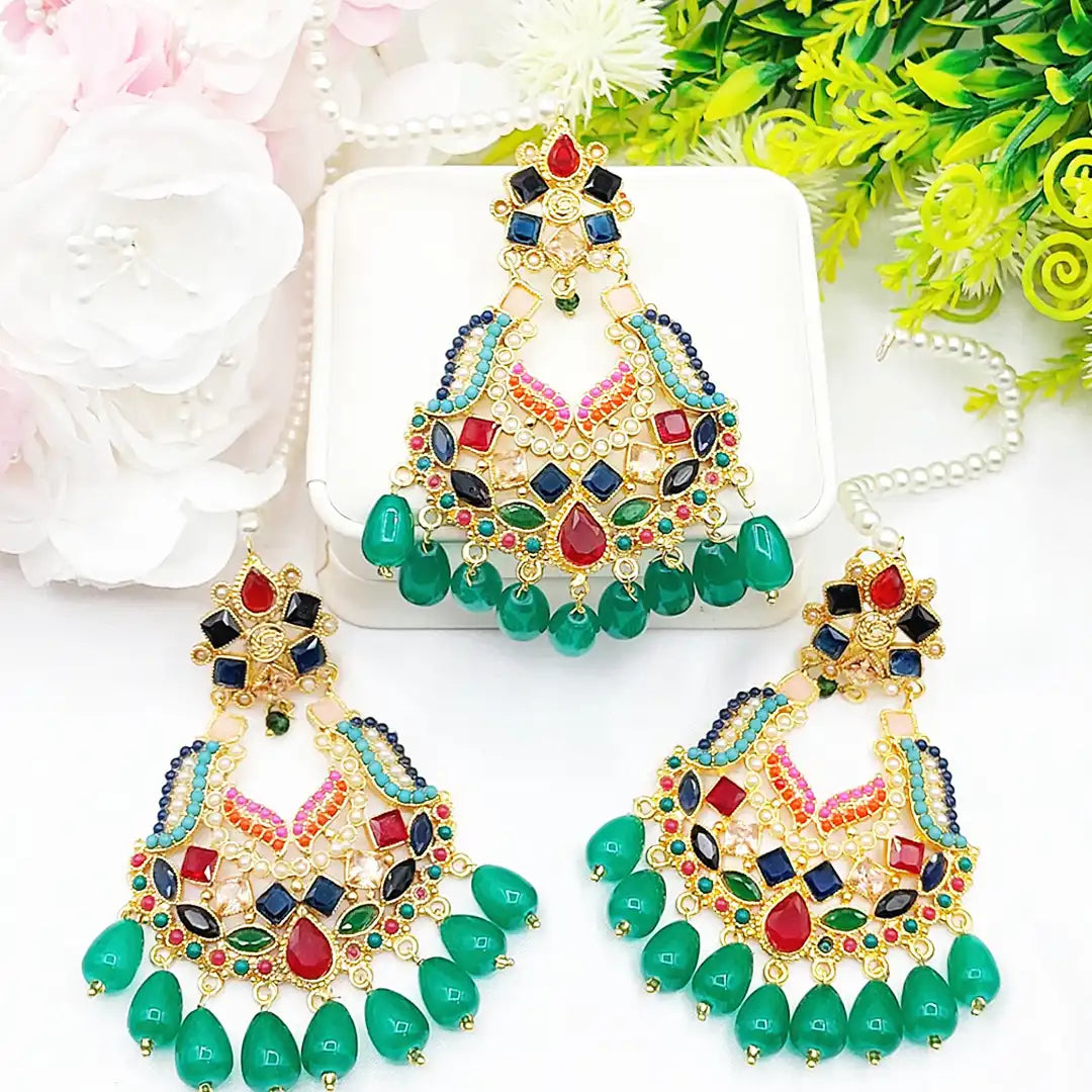 daily use earrings in pakistan NJC-011 green