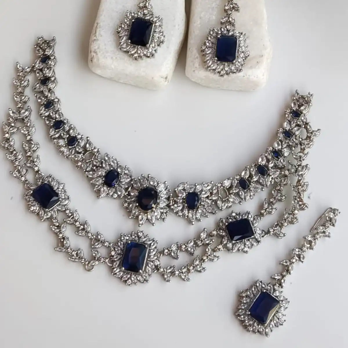 designer collor set jewellery online njc-011 blue