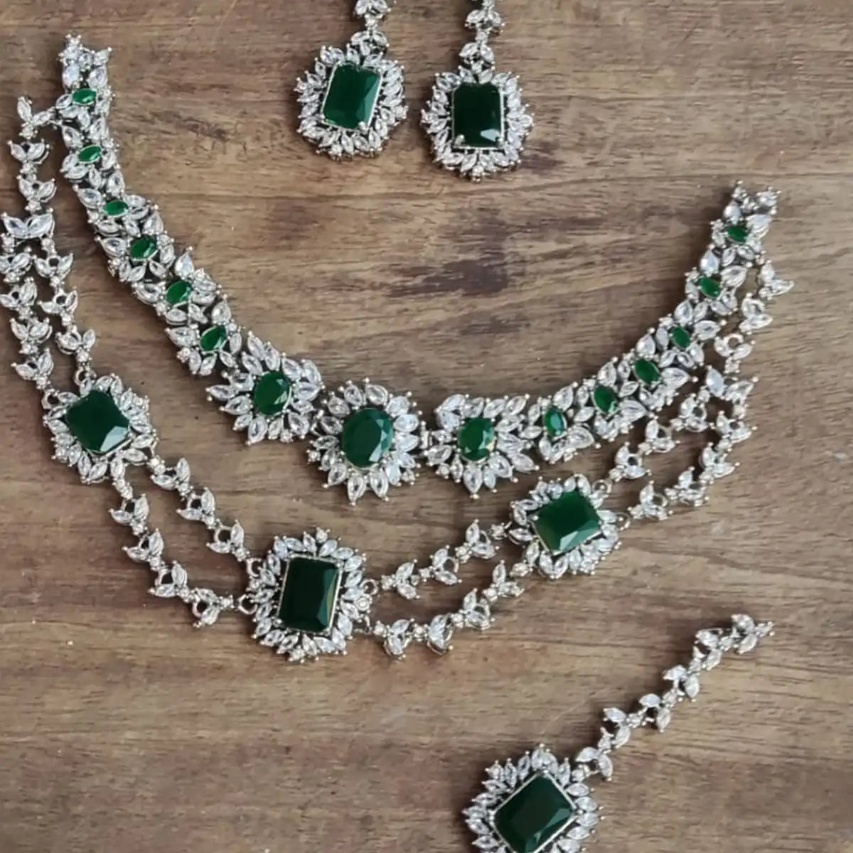 designer collor set jewellery online njc-011 green
