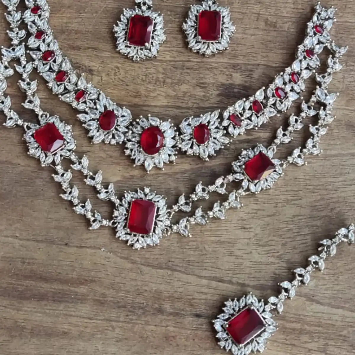 designer collor set jewellery online njc-011 red