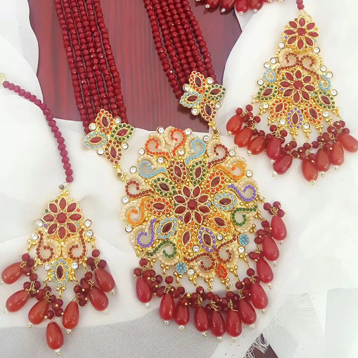 designer jewellery online pakistan njc-004 red