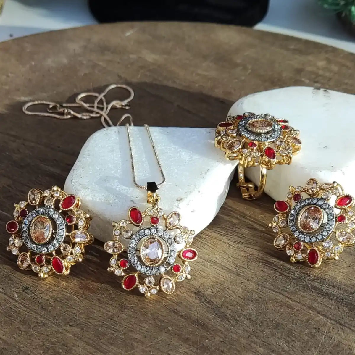 earrings jewellery for wedding njc-006 champion and red