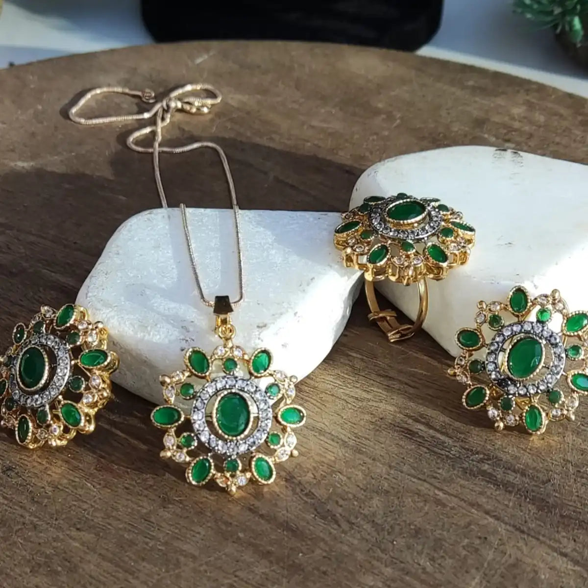 earrings jewellery for wedding njc-006 green