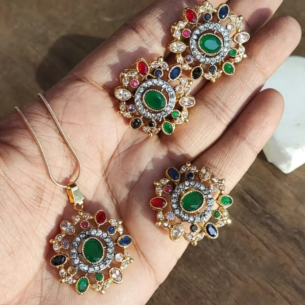 earrings jewellery for wedding njc-006 multi green
