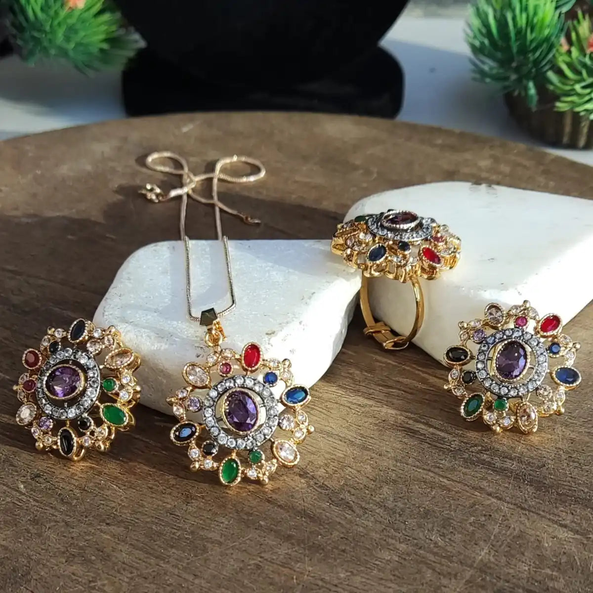 earrings jewellery for wedding njc-006 muli purple