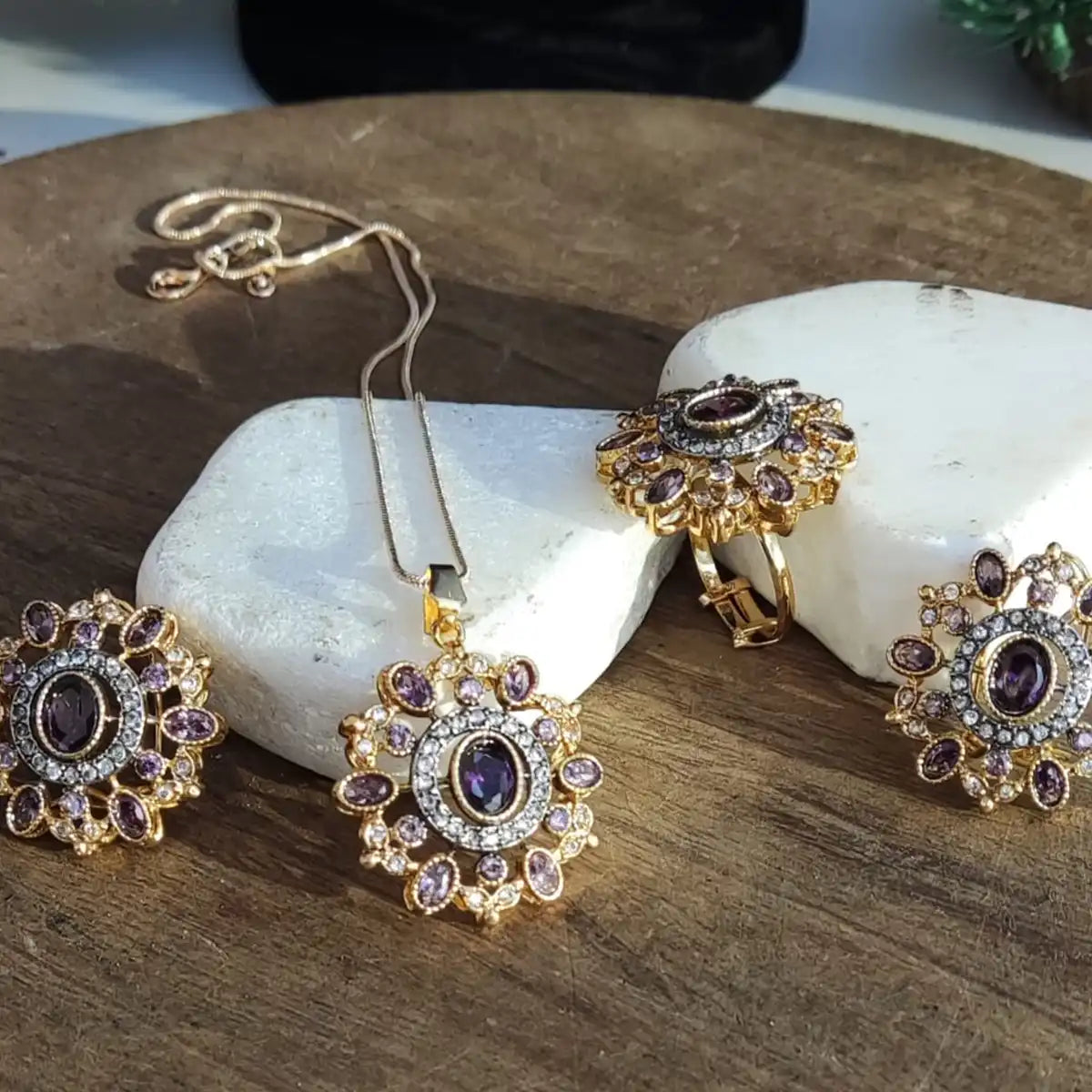 earrings jewellery for wedding njc-006 purple