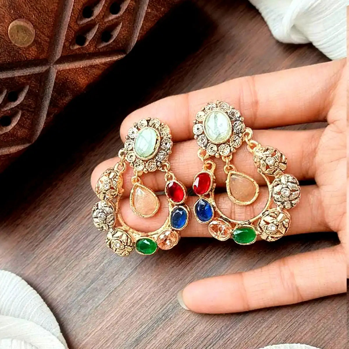 gold earrings design with price in pakistan njc-012 multi color