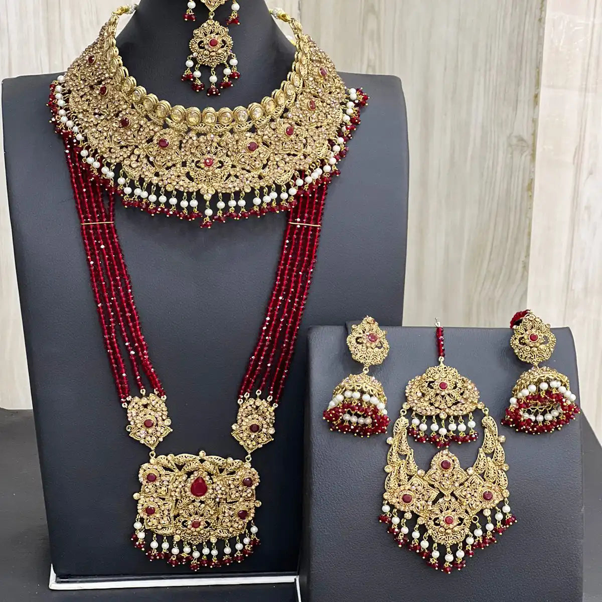 jewellery designer in pakistan NJC-006 red