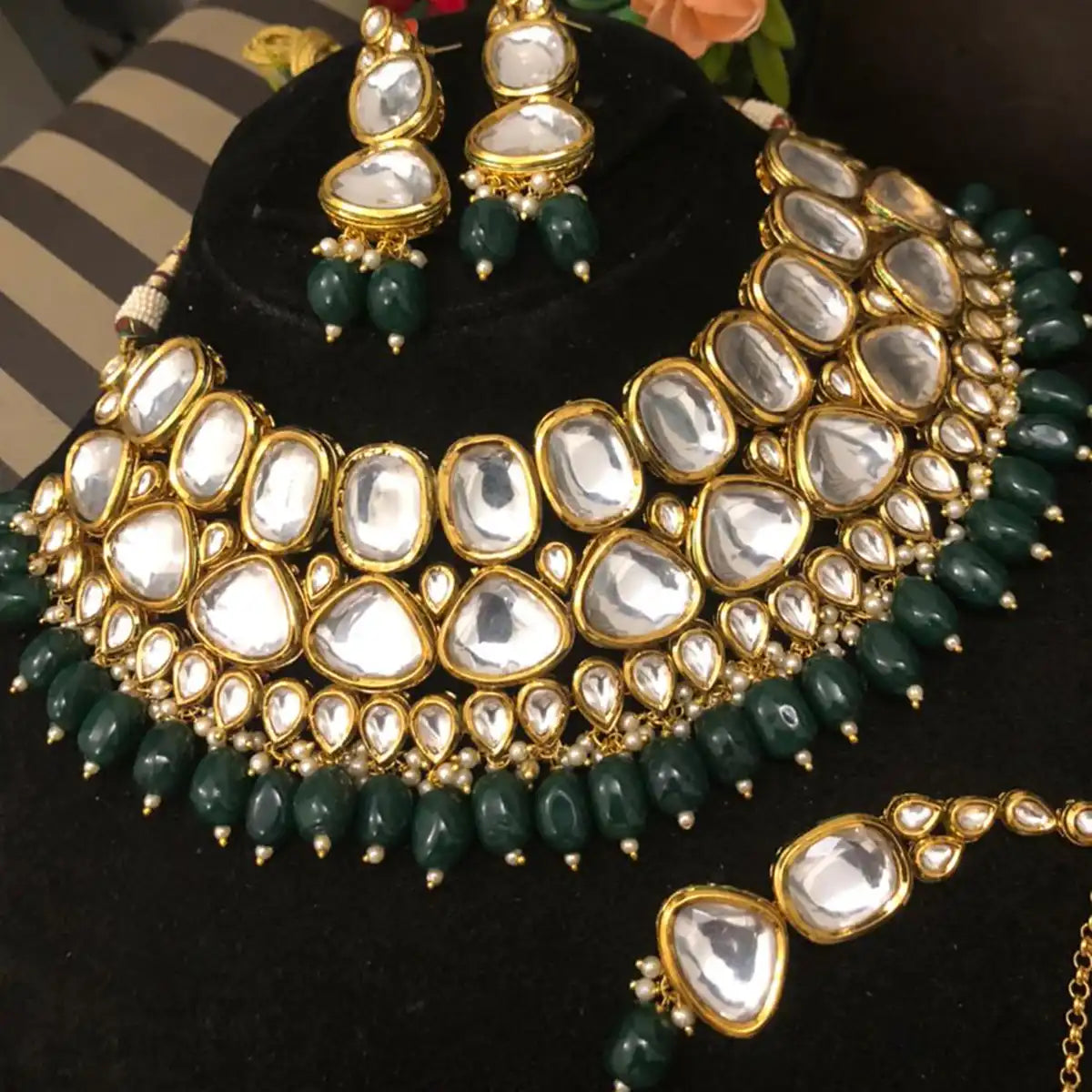 kundan bridal jewellery in pakistan njc-016 green