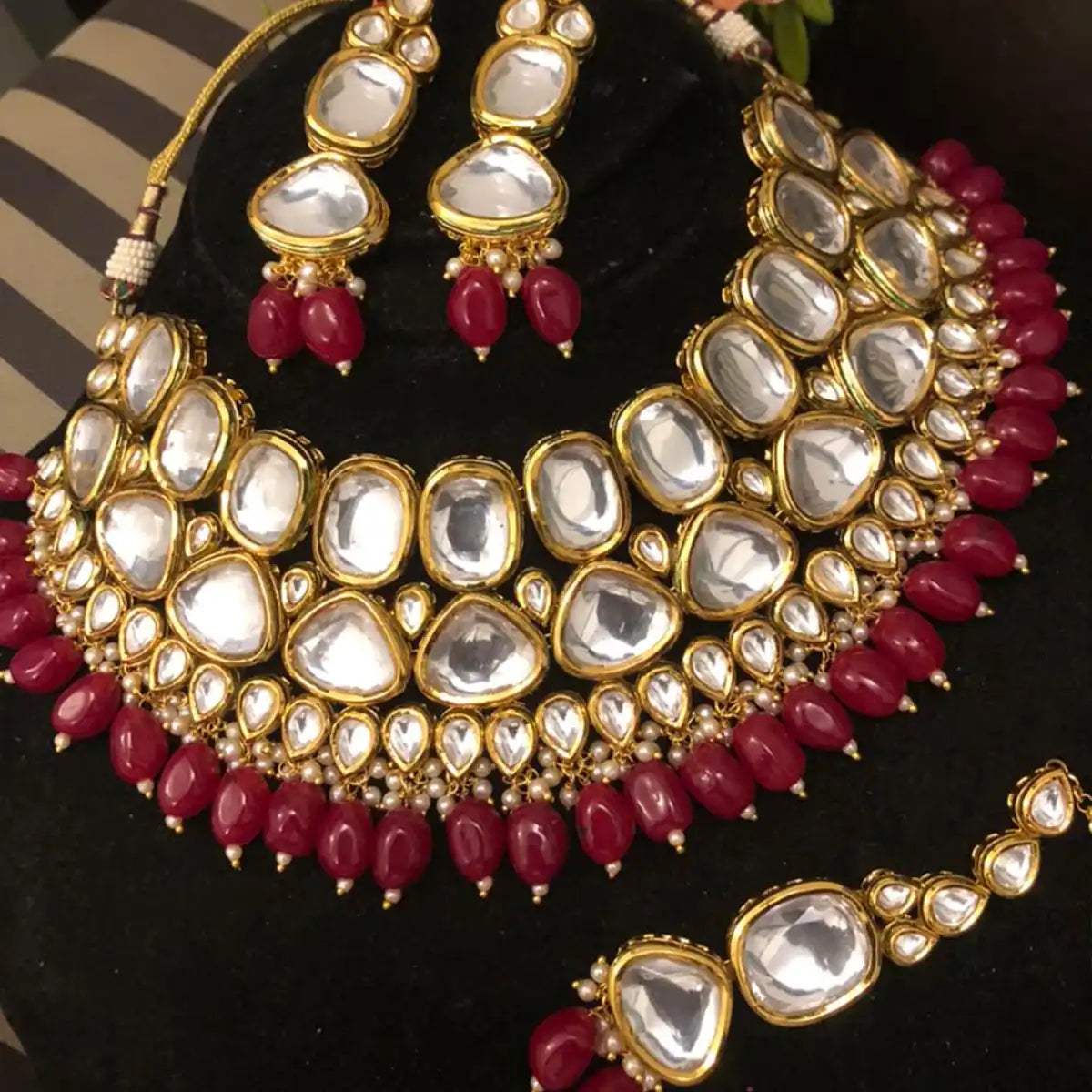 kundan bridal jewellery in pakistan njc-016 red