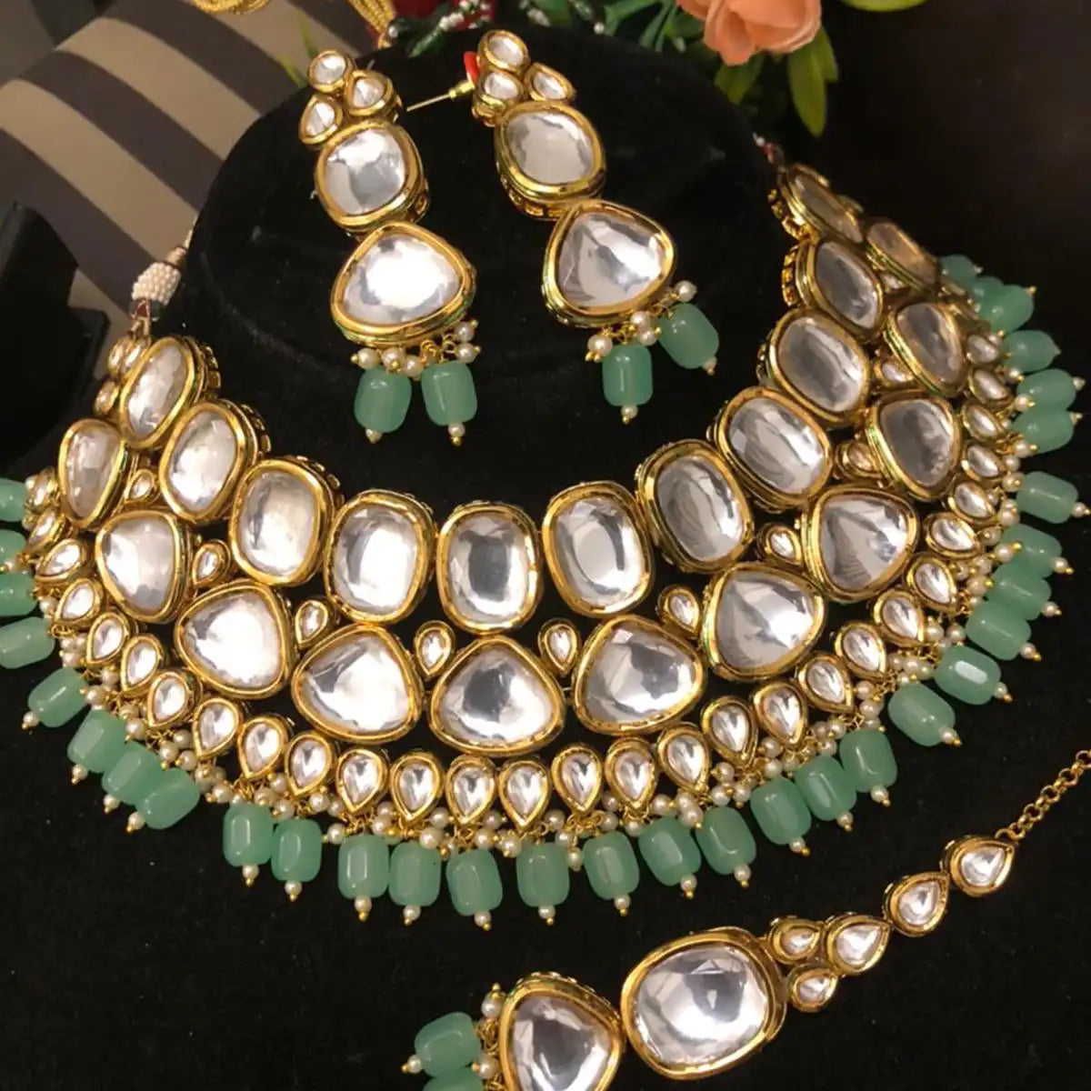 kundan bridal jewellery in pakistan njc-016 sea green