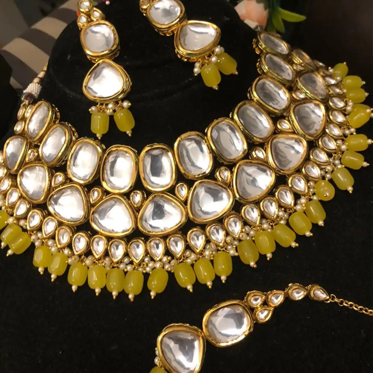 kundan bridal jewellery in pakistan njc-016 yellow
