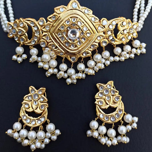 kundan choker set designer jewellery njc-022 white