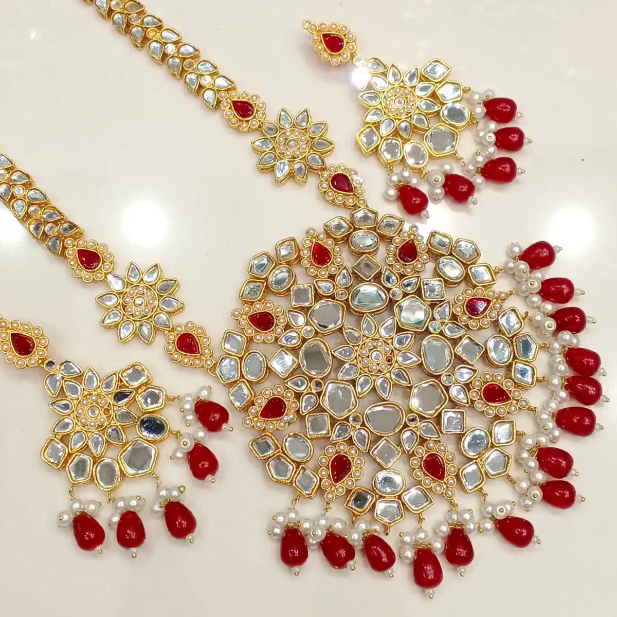 kundan jewellery online pakistan njc-012 red