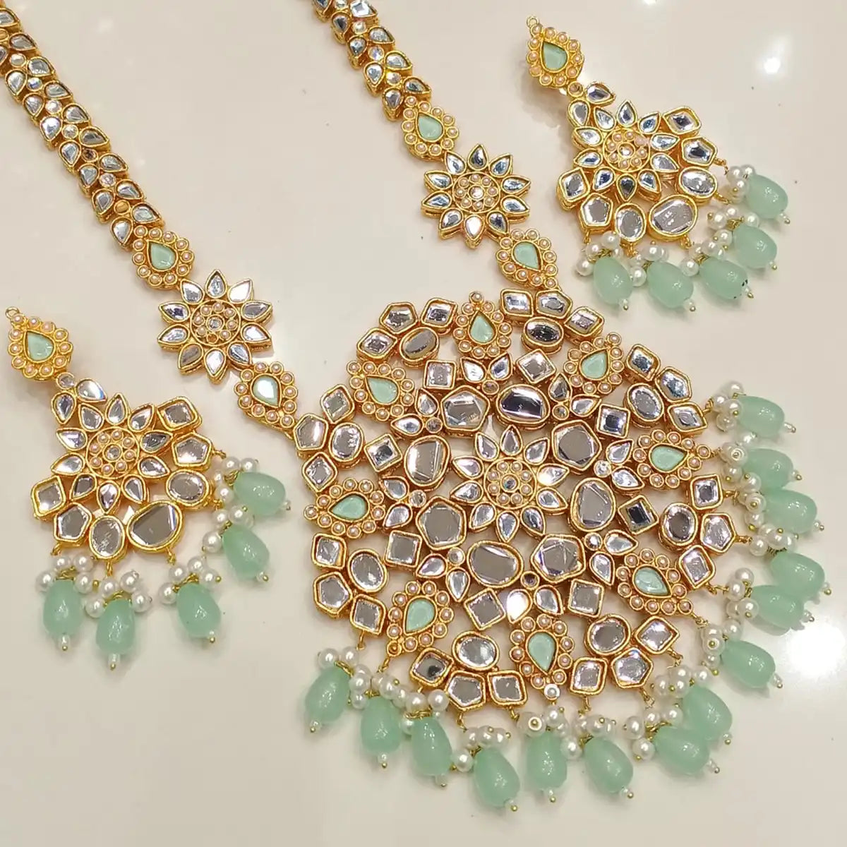kundan jewellery online pakistan njc-012 sea green