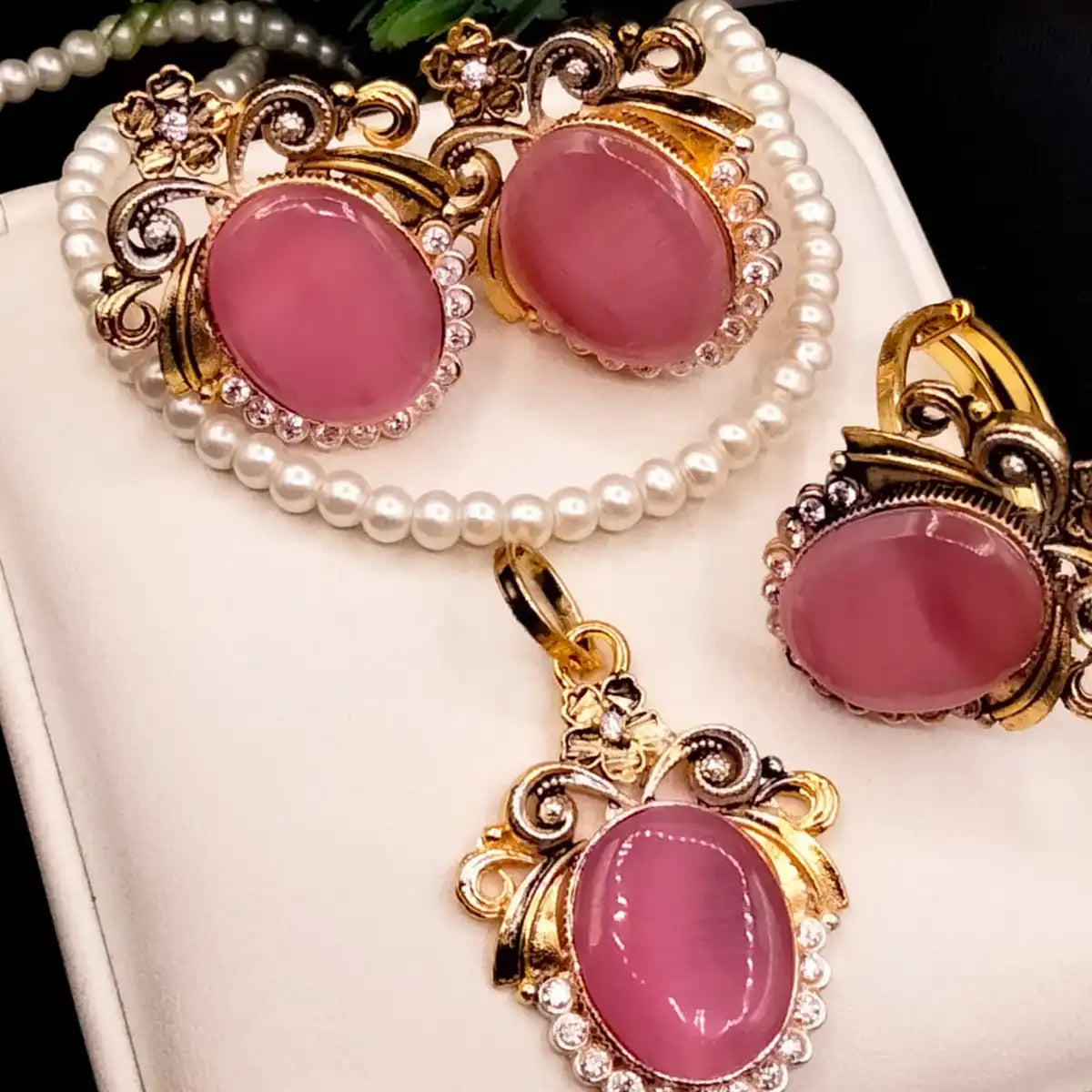 locket set jewellery njc-020 pink