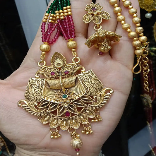 long necklace set by noors jewellery njc-009