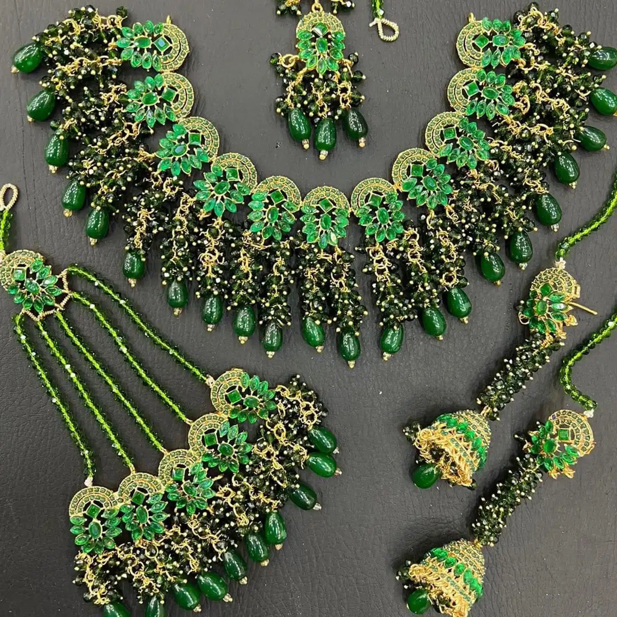 long necklace set jewellery njc-004 green