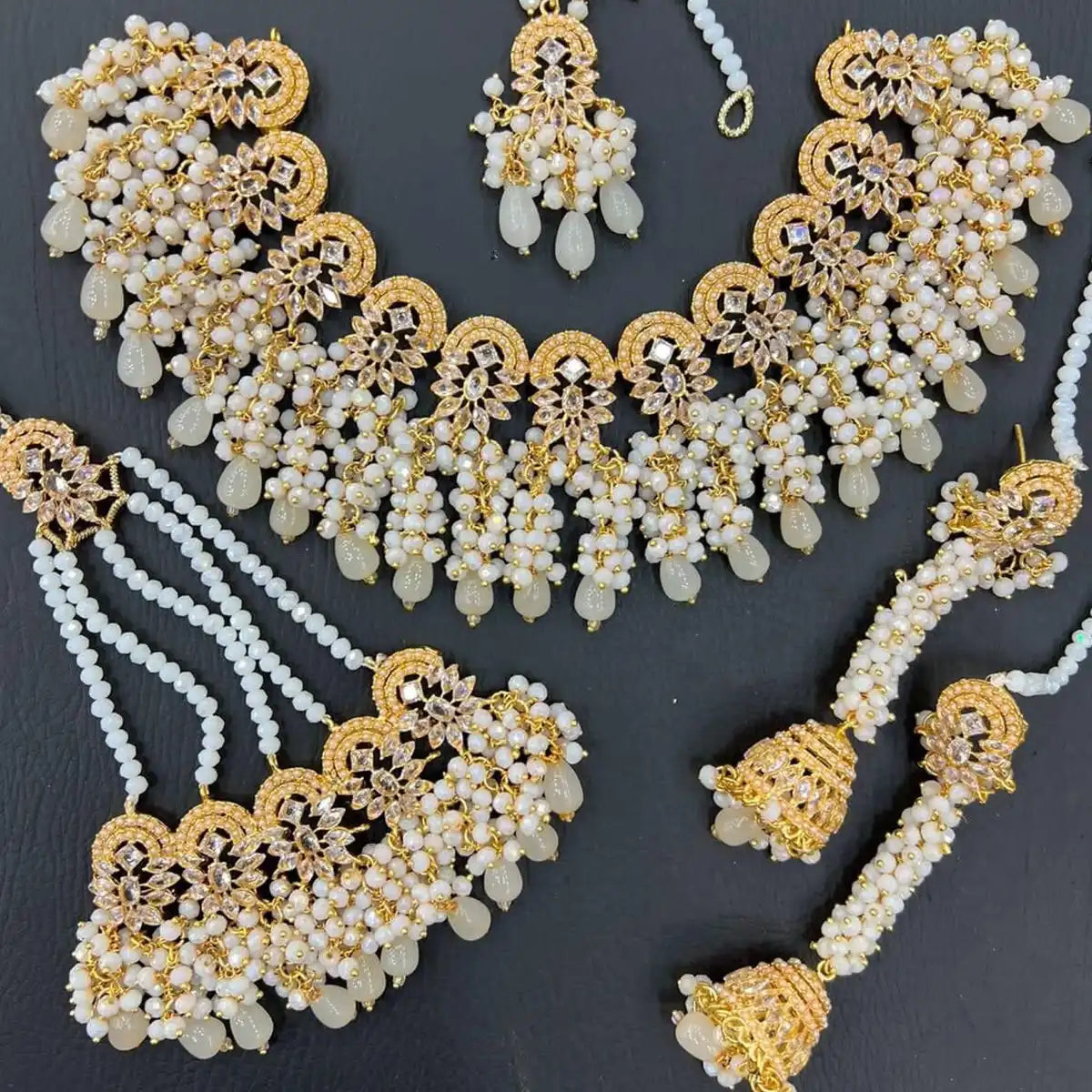 long necklace set jewellery njc-004 grey