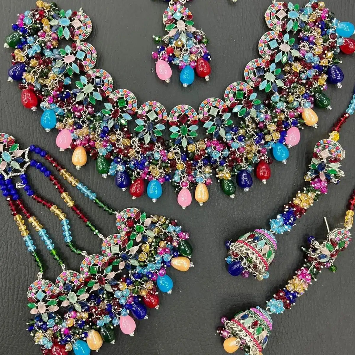 long necklace set jewellery njc-004 multi color