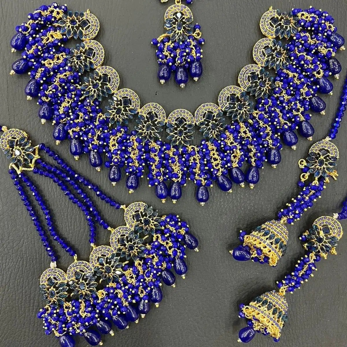 long necklace set jewellery njc-004 purple