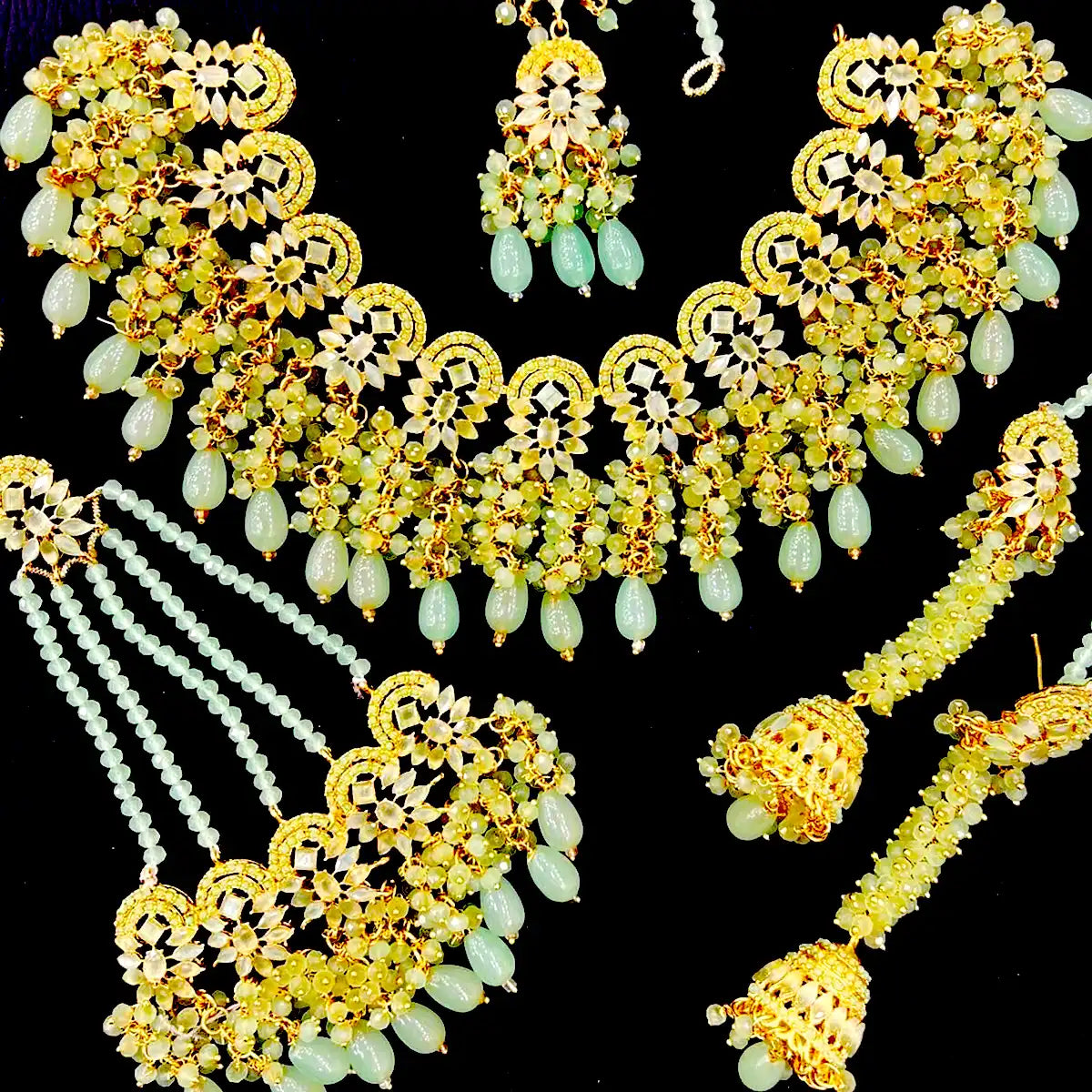 long necklace set jewellery njc-004 sea green