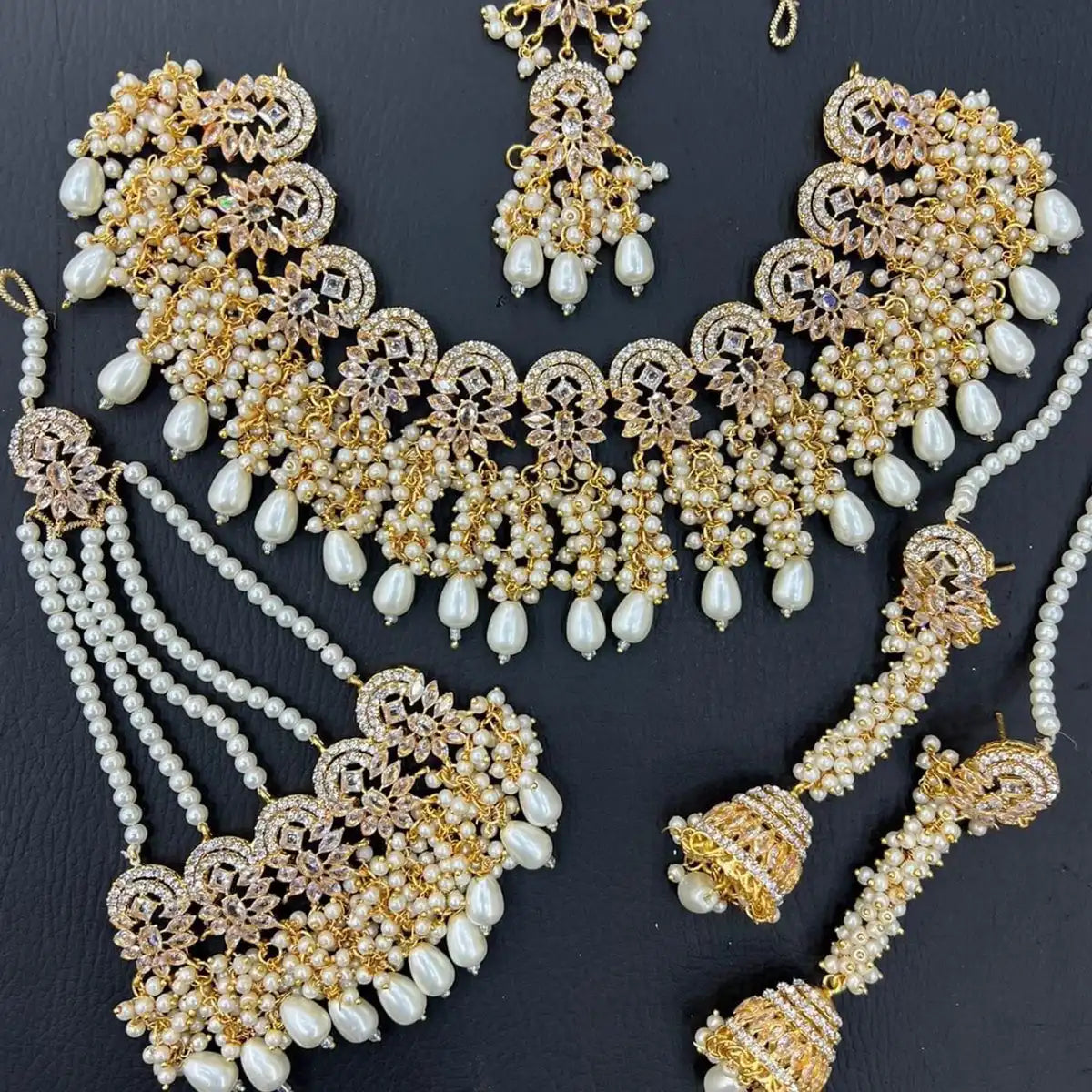 long necklace set jewellery njc-004 white