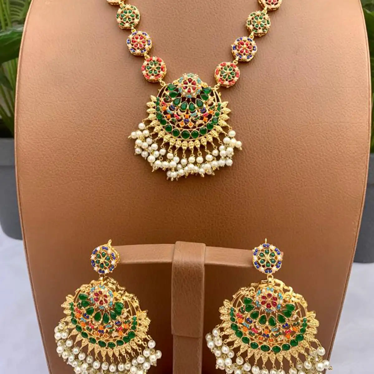 mala necklace set design with price NJC-008 green