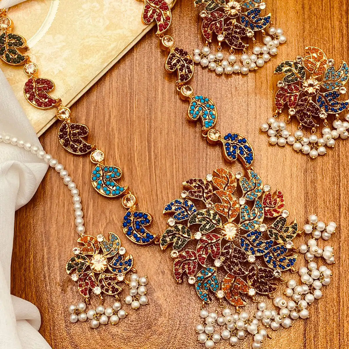 mala pendant set design njc-017 multi color