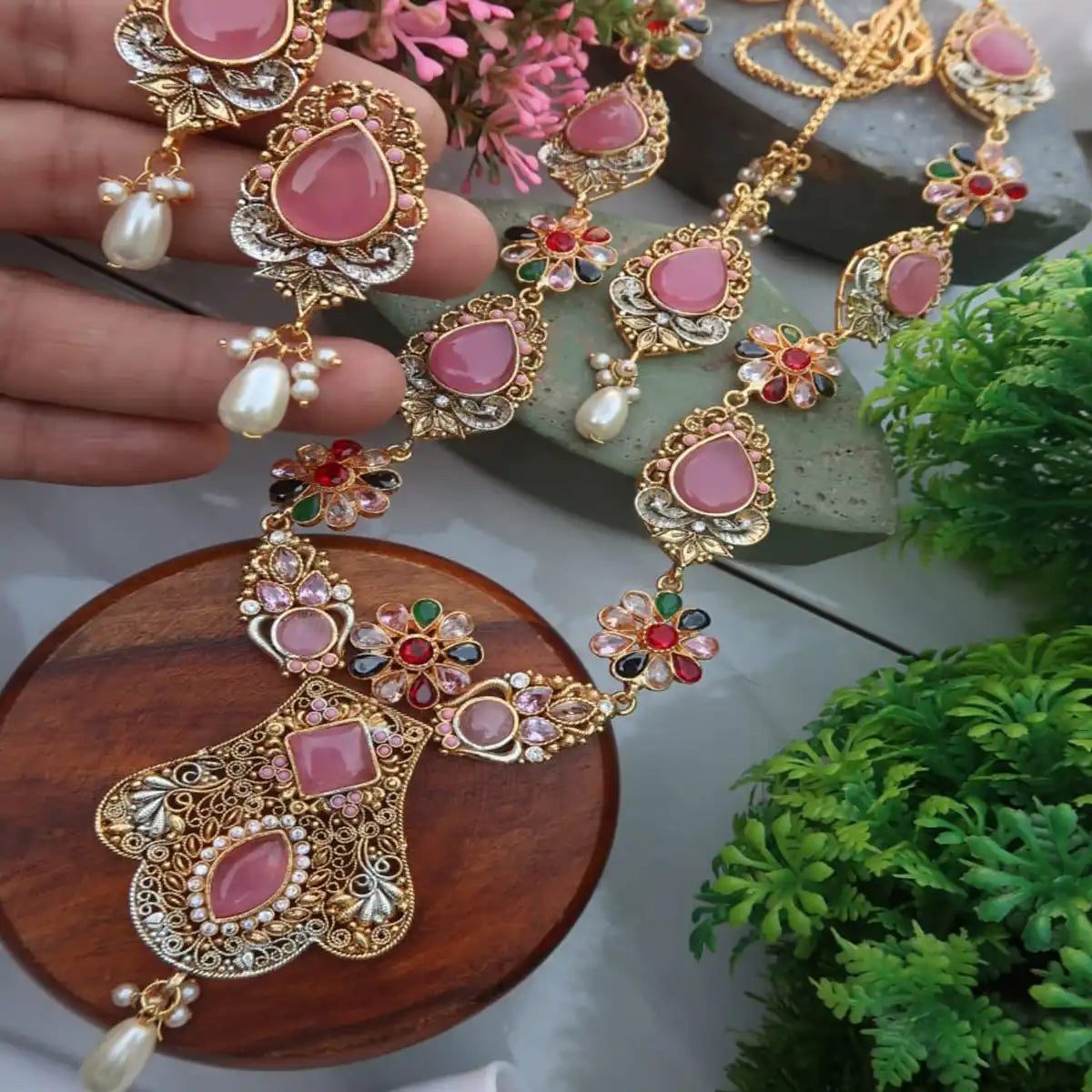 mala set jewelry design njc-010 pink