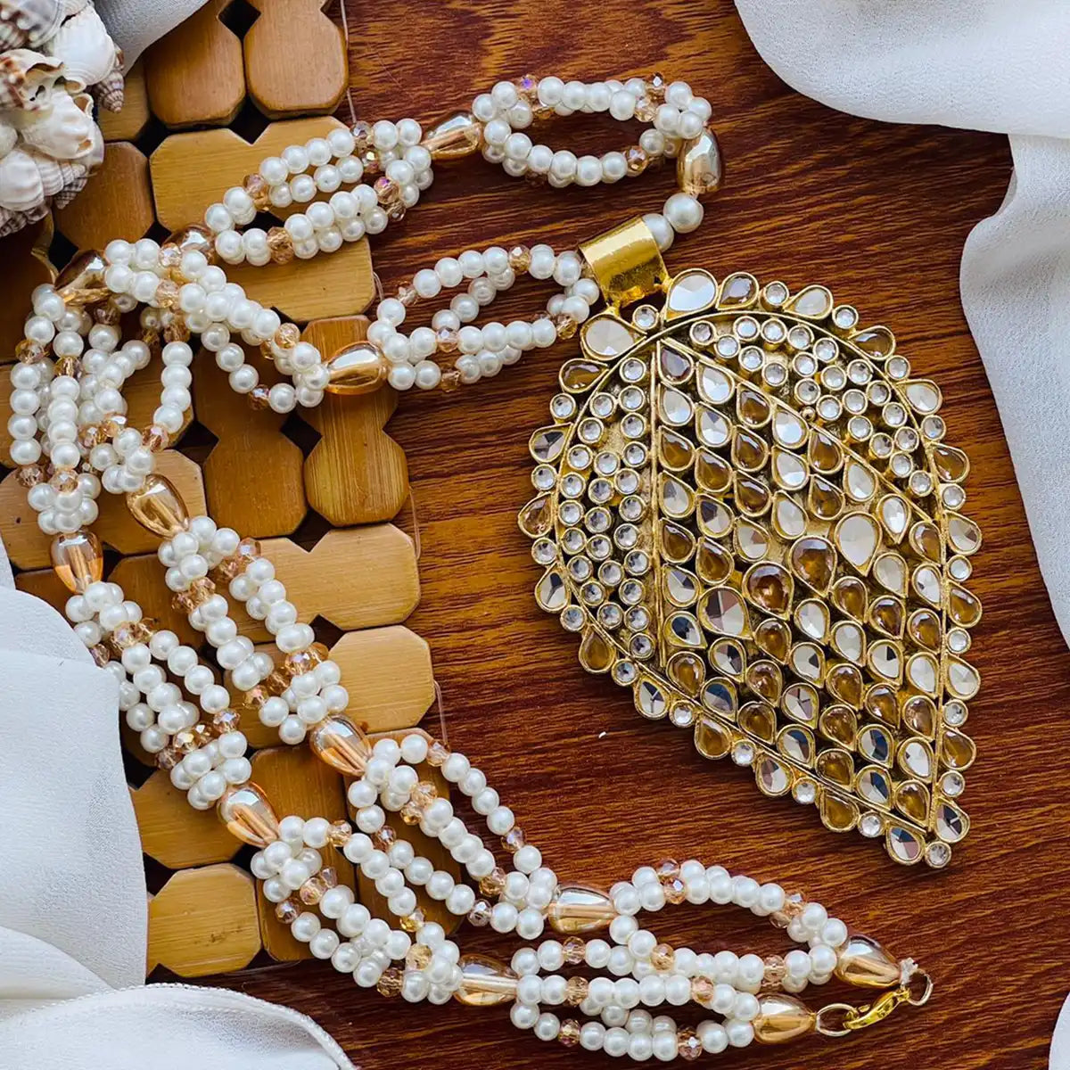 moti mala set necklace jewellery design njc-016 golden
