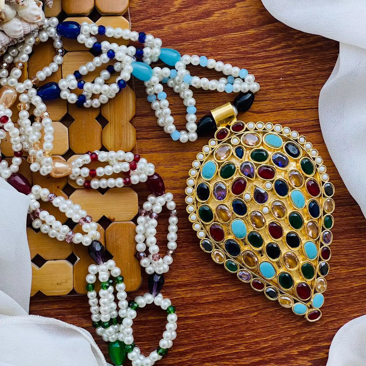 moti mala set necklace jewellery design njc-016 multi color