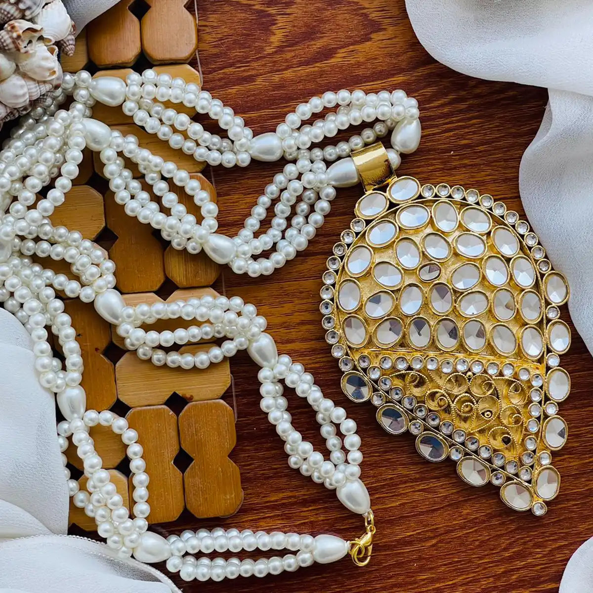 moti mala set necklace jewellery design njc-016 white