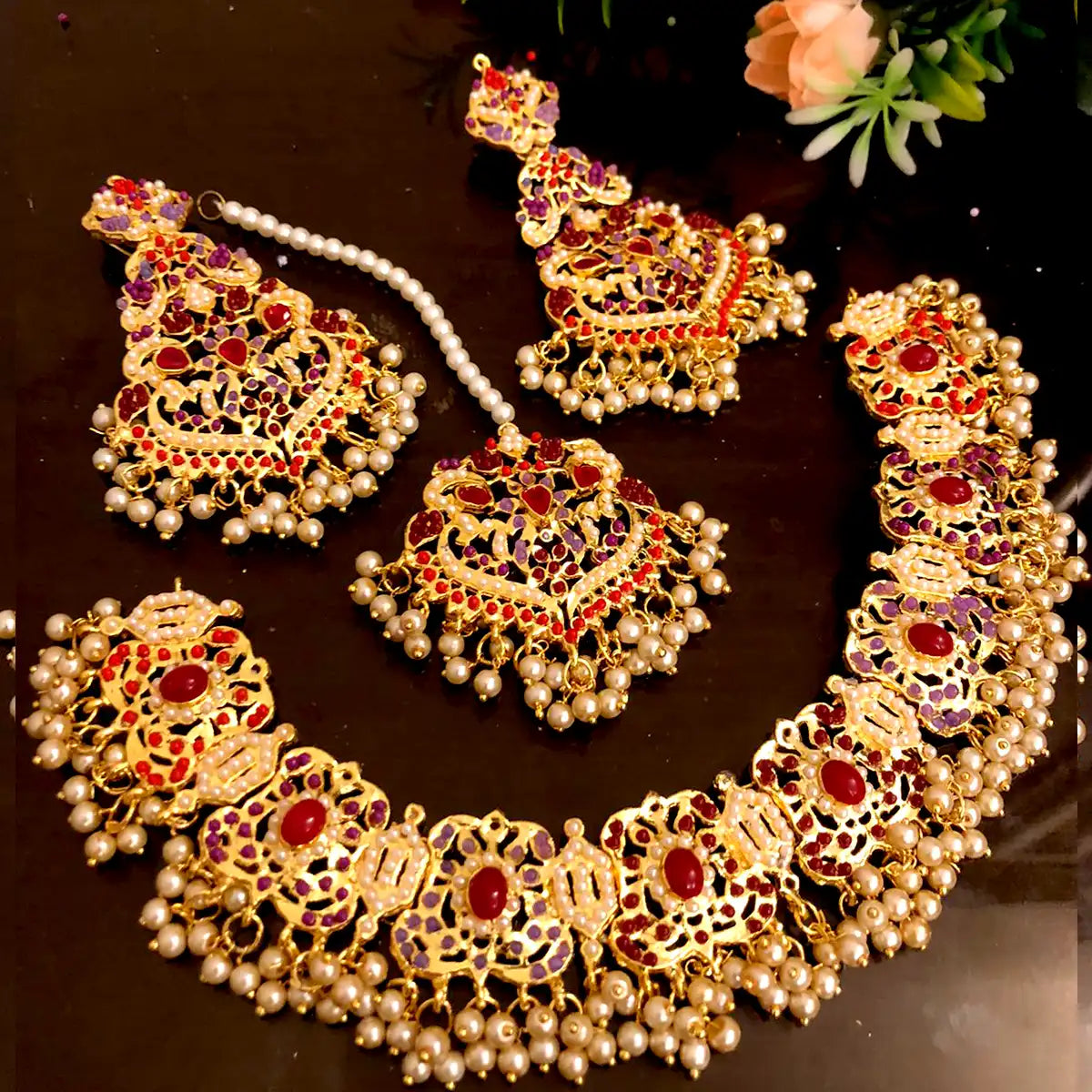 necklace price in pakistan njc-012 red