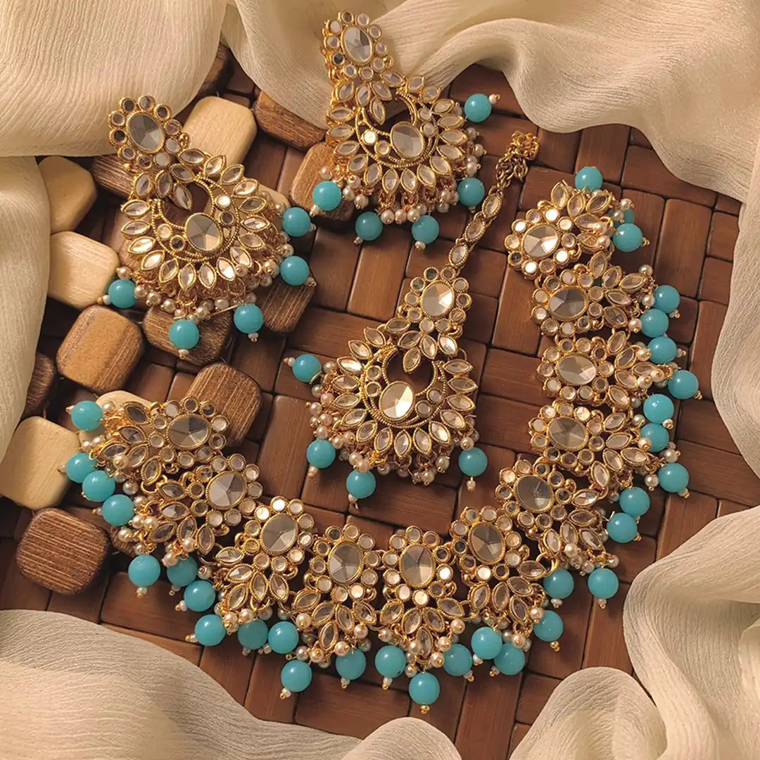 necklace set price in pakistan NJC-003 turquoise