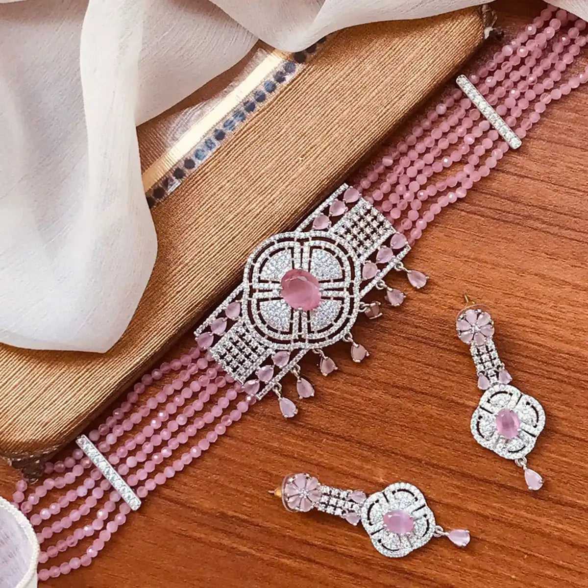 necklace set with price njc-019 pink